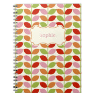 Feuilles colorés Carnet personnalisé - Rose