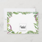 Feuilles couleur d'eau violet et verte - carte RSV (Dos)