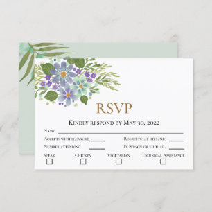 Feuilles d'aquarelle 04b Mariage RSVP avec photo