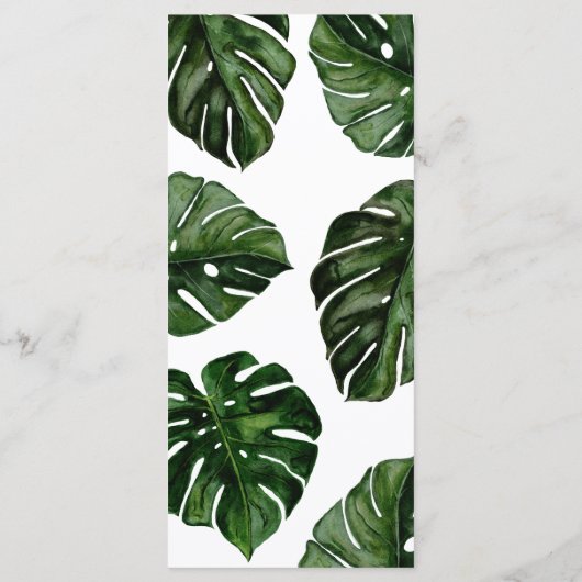 Feuilles d'aquarelle de Monstera tropicale | Menu (Dos)