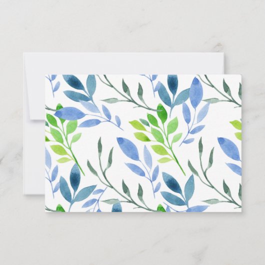 Feuilles d'aquarelle mariage RSVP (Dos)