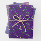 Feuilles d'aquarelle motif lavande violette (En situation)