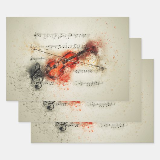 Feuilles d'aquarelle Musique et feuillets d'envelo (Lot)