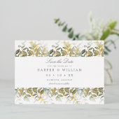 Feuilles d'aquarelle or enregistrer la date carte  (Debout devant)