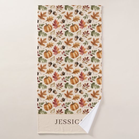 Feuilles d'aquarelle orange d'automne (Serviette de bain)