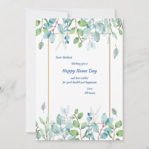 Feuilles d'aquarelle sur la carte de jour Blue and