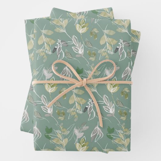 Feuilles d'aquarelle verte Sage (En situation)