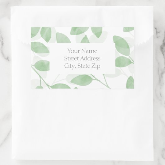 Feuilles d'aquarelle verte Sage Étiquettes (Sac)