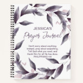 Feuilles d'aquarelle violette Customisé Journal de (Devant)