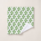 Feuilles d'arbre en Jade Vert Moderne sur Fond Bla (Gant de toilette)