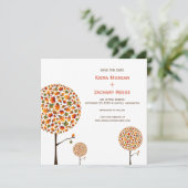 Feuilles d'arbres d'automne Mariage Save The Date (Debout devant)
