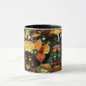 Feuilles d'arbres sur la tasse de café de pluie (Centre)