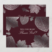 Feuilles d'argent Tombe Invitation de Fille de Fle (Devant / Derrière)