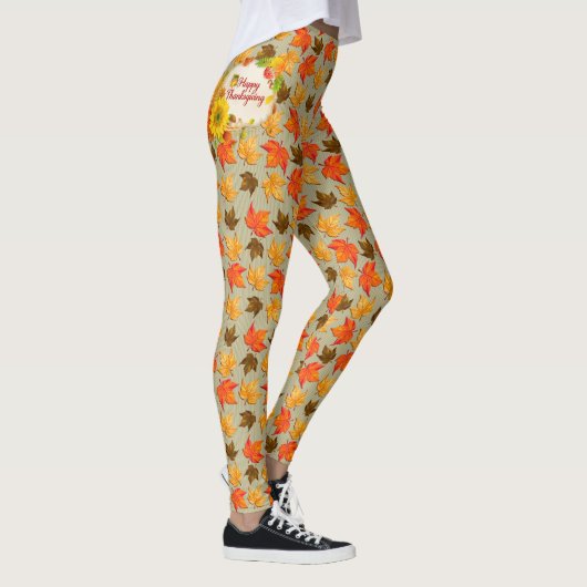 Feuilles d'automne 1 Options d'image Leggings (Droite)
