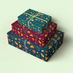 Feuilles d'automne Aquarelle Trio Motifs