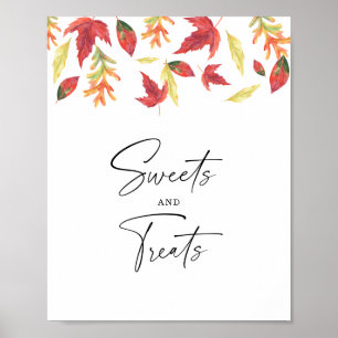 Feuilles d'automne - bonbons et gâteries affiche d