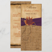 Feuilles d'automne, carte de menu Mariage FAUX Bur (Devant / Derrière)