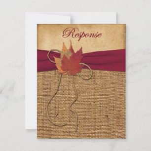 Feuilles d'automne, carte FAUX Burlap RSVP 3
