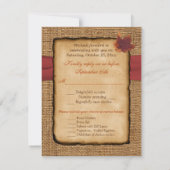 Feuilles d'Automne, Carte RSVP en toile de jute FA (Dos)