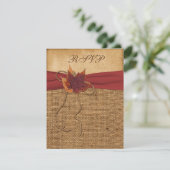 Feuilles d'Automne, Carte RSVP FAUX Burlap (Debout devant)