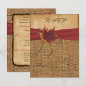 Feuilles d'Automne, Carte RSVP FAUX Burlap (Devant / Derrière)