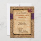 Feuilles d'Automne, Carte RSVP FAUX Burlap (Dos)