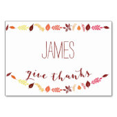 Feuilles d'automne Cartes de lieu Thankesgiving (Dos)