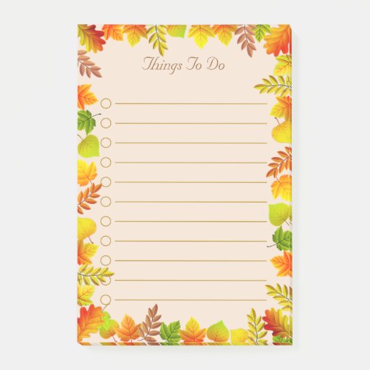 Feuilles d'automne Choses à faire Notes Post-it li (Devant)