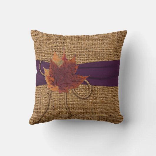 Feuilles d'automne, Coussin Mariage FAUX Burlap (Verso)