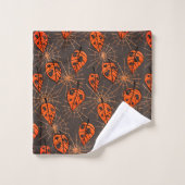 Feuilles d'automne d'Halloween et toiles d'araigné (Gant de toilette)