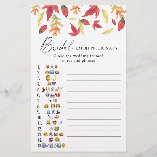 Feuilles d'automne - douche nuptiale émoticônes je (Devant)