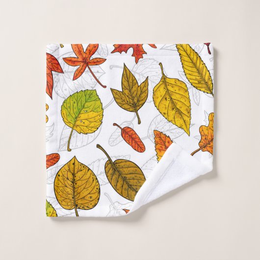 Feuilles d'automne en blanc (Gant de toilette)