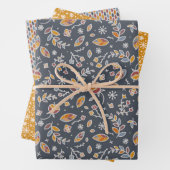 Feuilles d'automne en bleu et ocre (En situation)