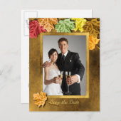 Feuilles d'automne Enregistrer la date Carte posta (Devant / Derrière)