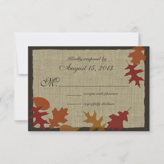 Feuilles d'automne et Burlap RSVP (Devant)