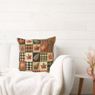 Feuilles d'automne et coussin plaid 20x20 : Cosy F