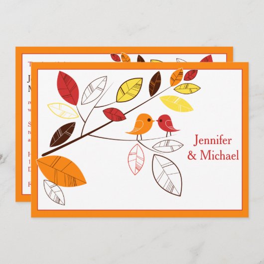 Feuilles d'automne et Faire-part de mariage Insépa (Devant / Derrière)