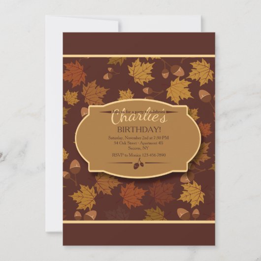 Feuilles d'automne et glands Invitation (Devant)