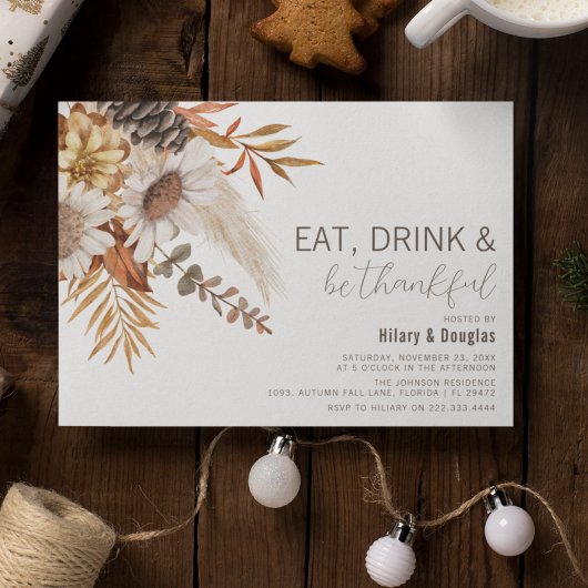 Feuilles d'automne et Invitation Florale Thanksgiv