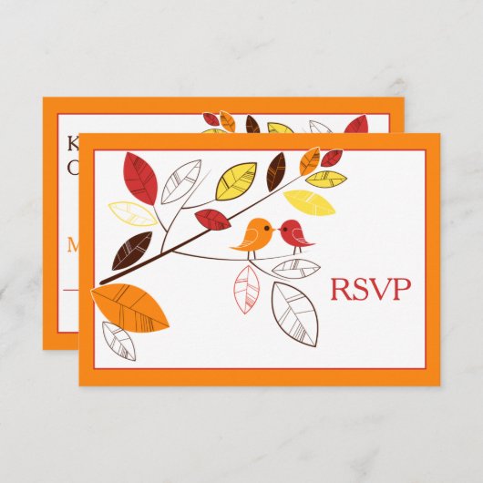 Feuilles d'automne et Mariage Inséparable Carte de (Devant / Derrière)