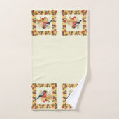 Feuilles d'automne et oiseau  (Serviette à main)