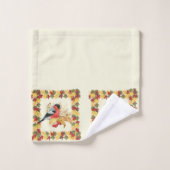 Feuilles d'automne et oiseau  (Gant de toilette)