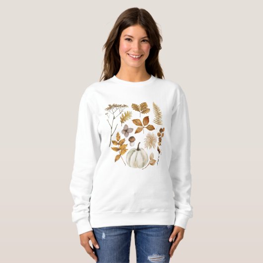 Feuilles d'automne et Sweatshirt Citrouille (Devant entier)
