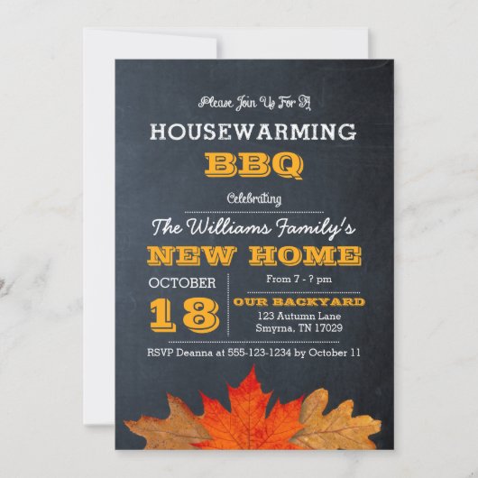 Feuilles d'automne et tableau noir Invitation au r (Devant)