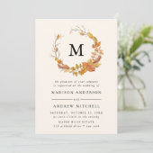Feuilles d'automne | Faire-part de mariage monogra (Debout devant)