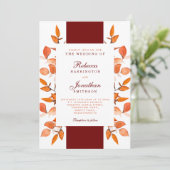 Feuilles d'automne Faire-part de mariage orange br (Debout devant)
