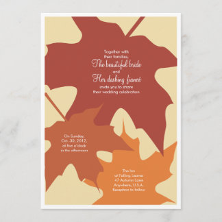 Feuilles d'automne faire-part de mariage - oranges