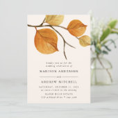 Feuilles d'automne | Faire-part de mariage sur une (Debout devant)