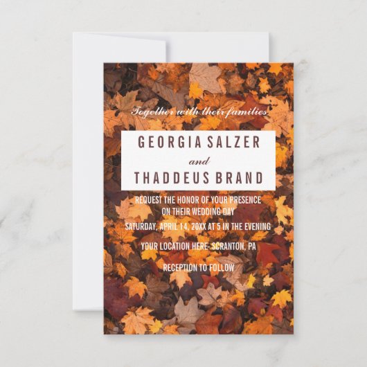 Feuilles d'automne Faire-part de mariage texturé (Devant)