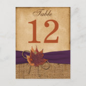 Feuilles d'automne, FAUX Burlap Numéro de table Ca (Devant)